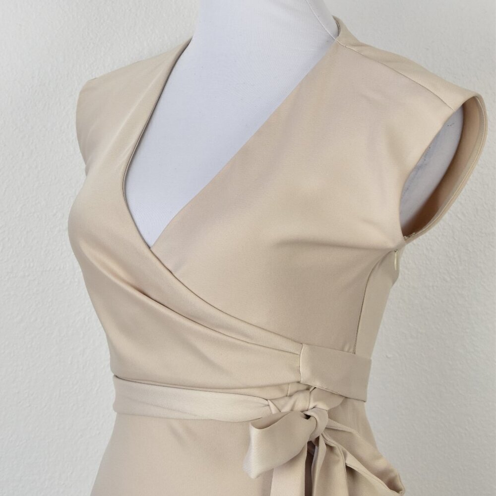 BHLDN Louisa Satin Charmeuse Champagne Cream Midi Dress - 0 - Picture 3 of 11